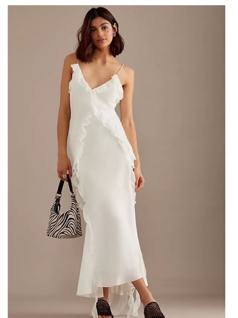 Bardot Marsella Ruffle Midi Dress in Orchid White